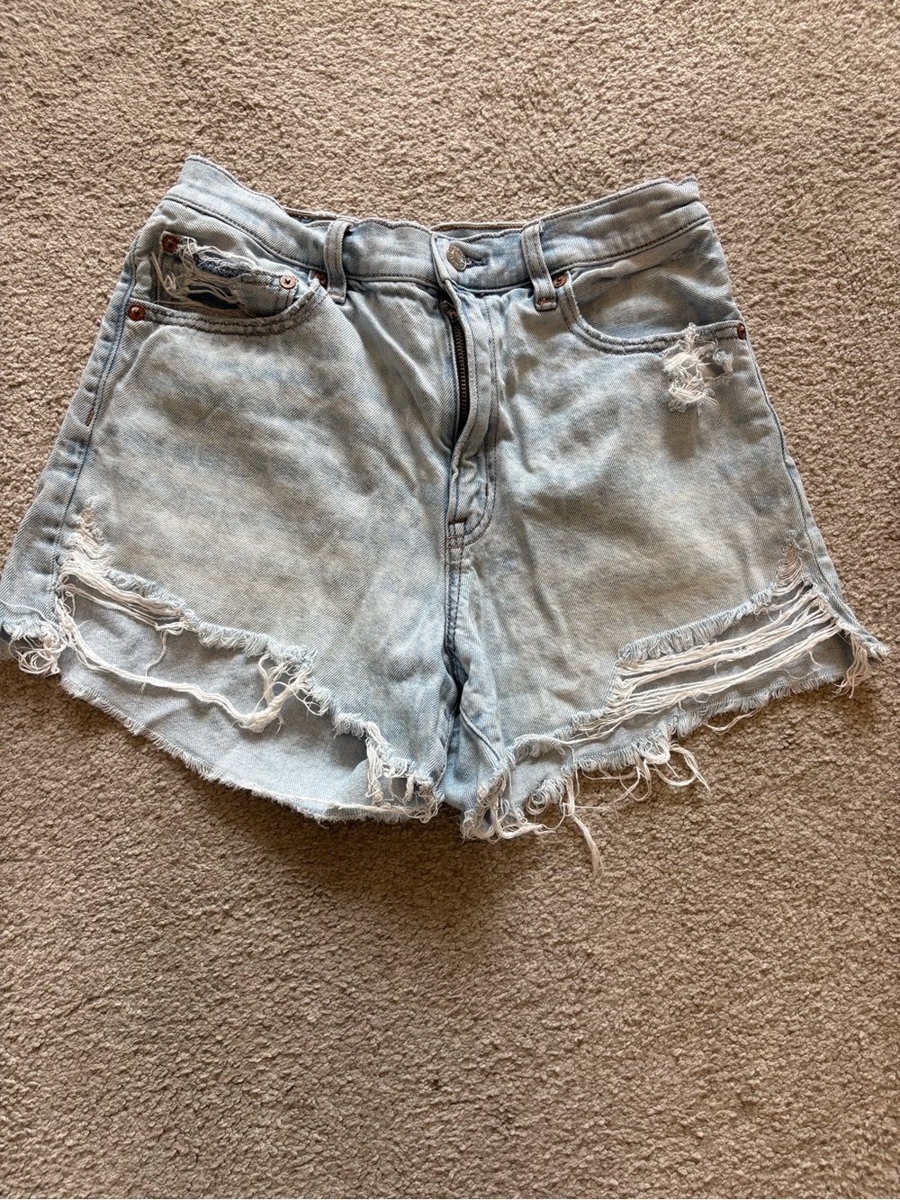 American Eagle Outfitters Light Wash Distressed Denim Shorts